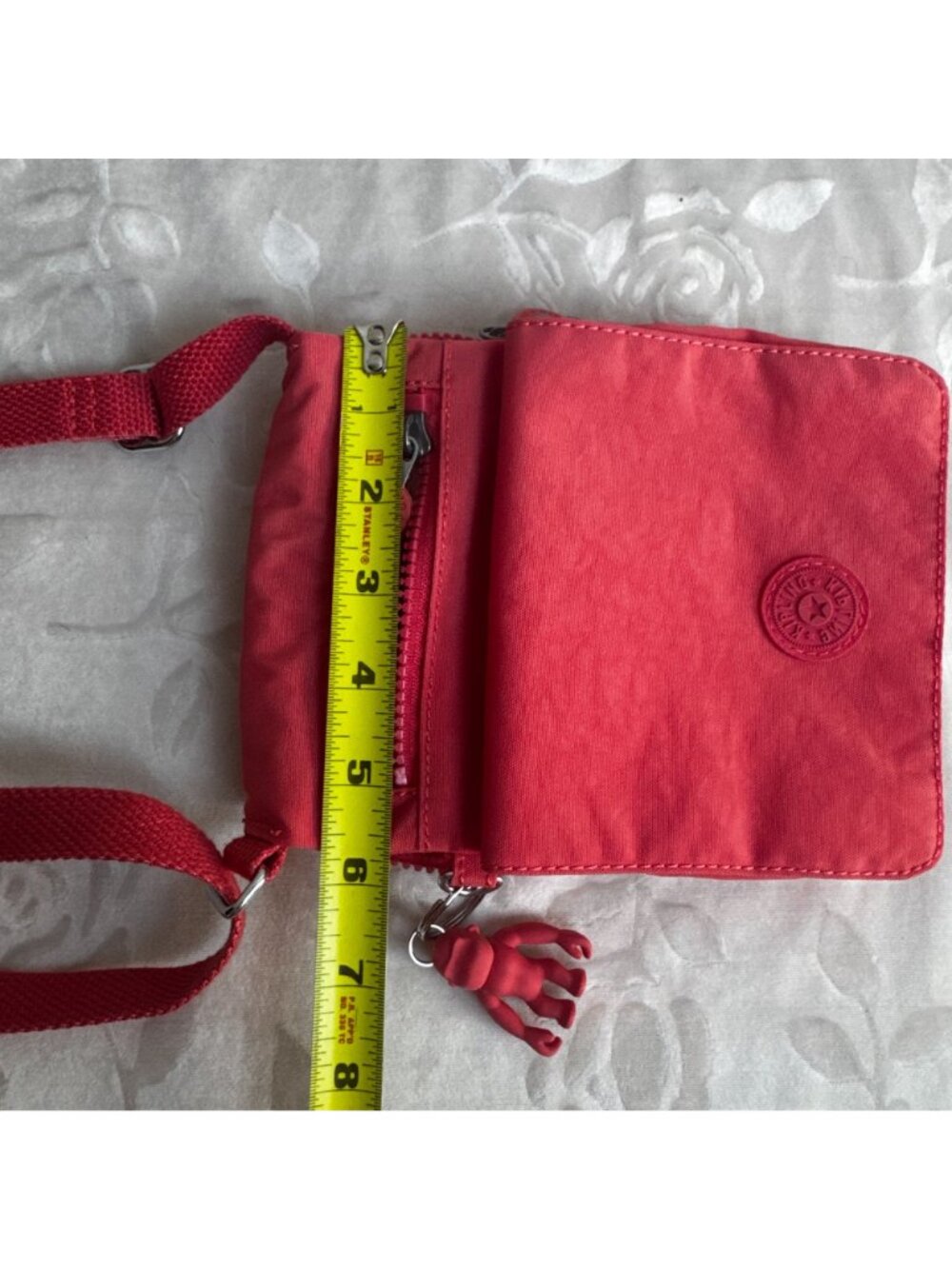 Kipling Red Eldorado Small Crossbody Wallet Purse With Monkey Charm - Picture 12 of 12
